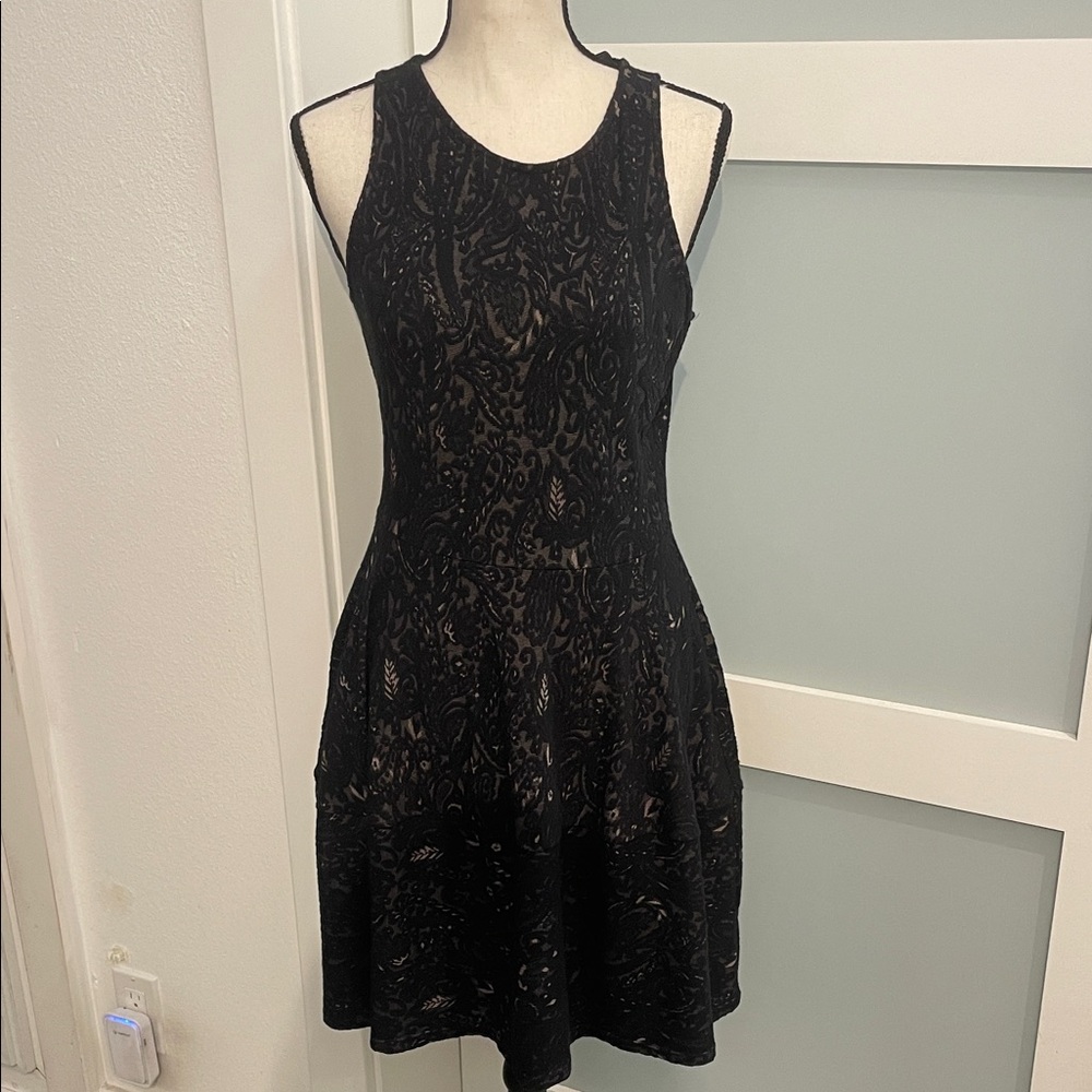 BCBGMaxAzria Black Patterned Mini Dress